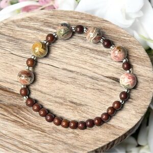 Leopard Skin Jasper & Beaded Bracelet